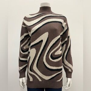 Brown and Cream Patterned Women's Sweater
